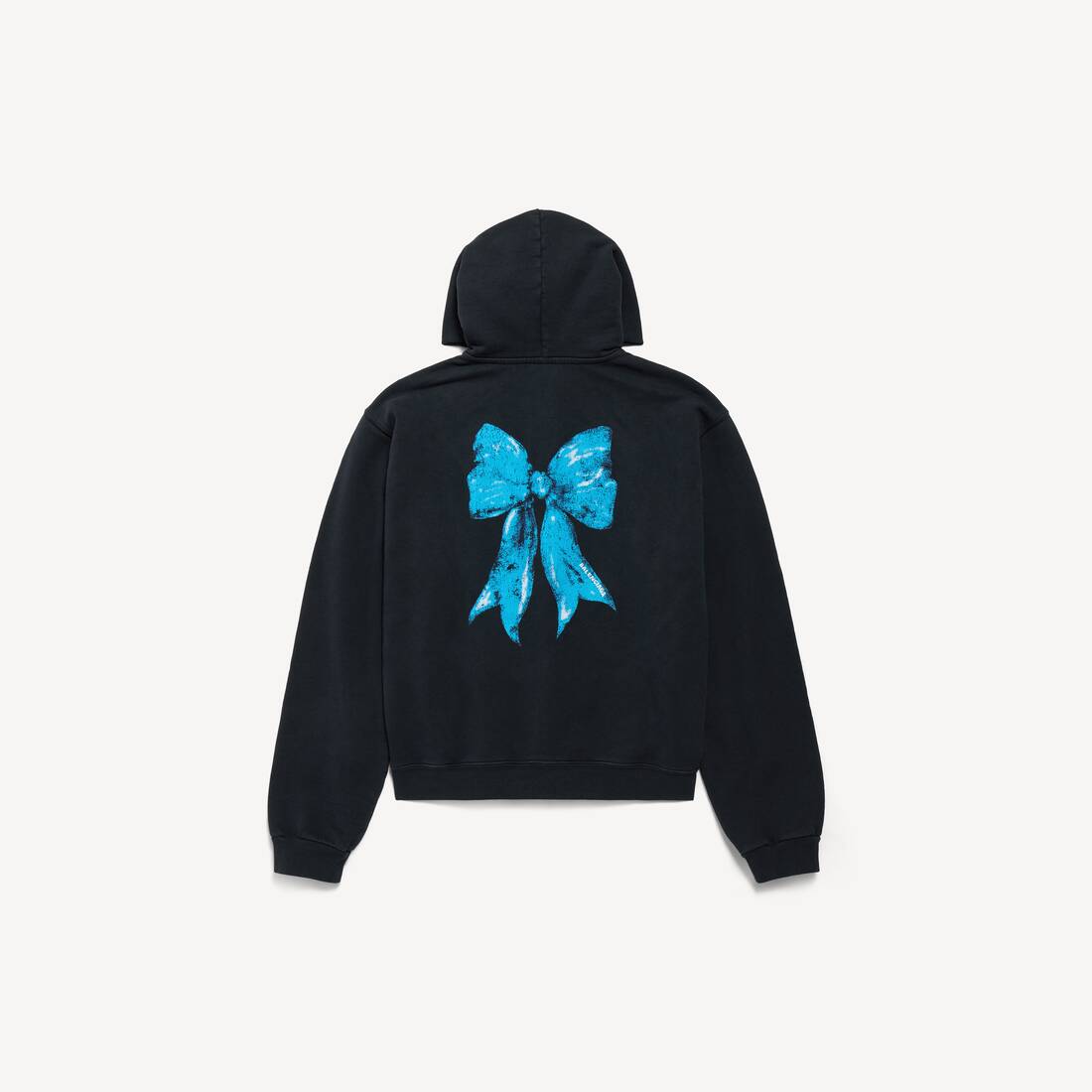 Sudadera con capucha y botones de lazo para mujer, ajuste regular en negro desvanecido