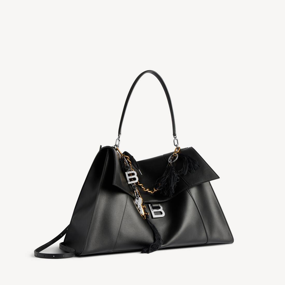 Bolso de mano suave para mujer grande en negro