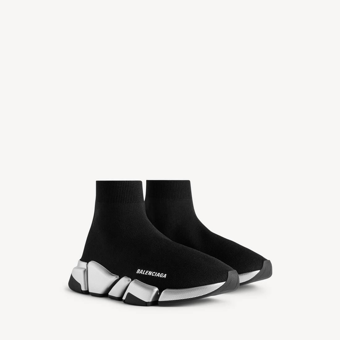 Zapatilla de mujer Speed 2.0 de punto reciclado en negro/plata