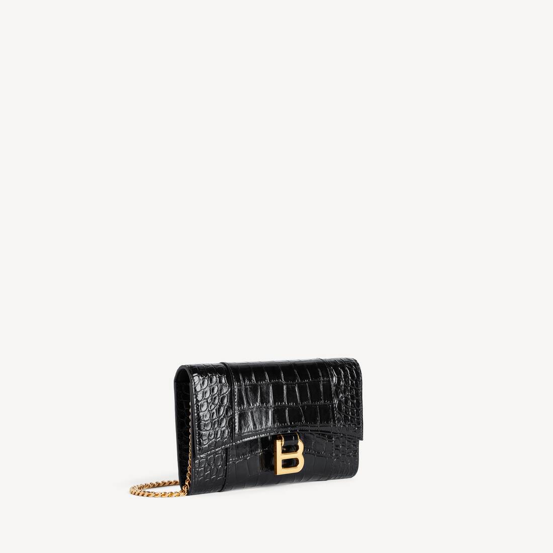 Billetera en forma de reloj de arena para mujer con cadena en negro