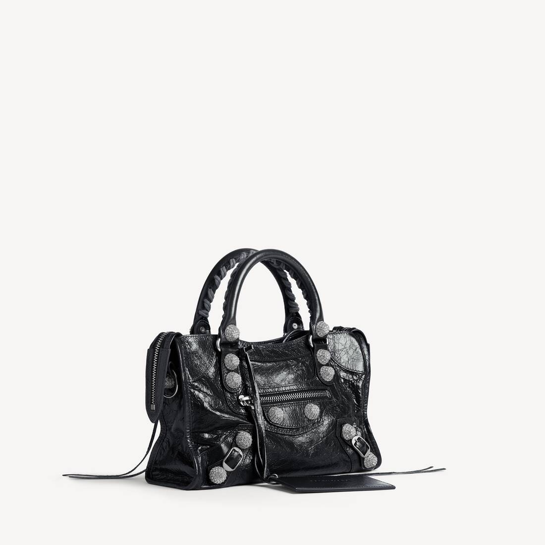 Bolso Le City para Mujer Pequeño con Clavos Gigantes y Cristales en Negro