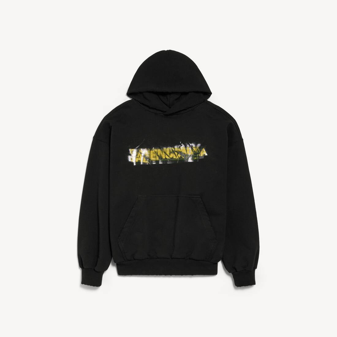 Hoodie de spray desordenado para hombre, talla media, negro