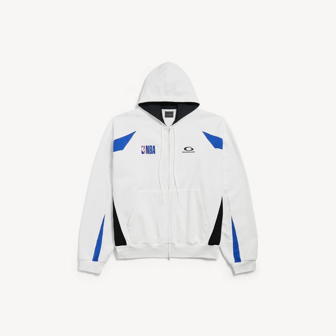 Hoodie Oversized con Cremallera de Balenciaga para Hombres | Colaboración NBA en Blanco/multicolor