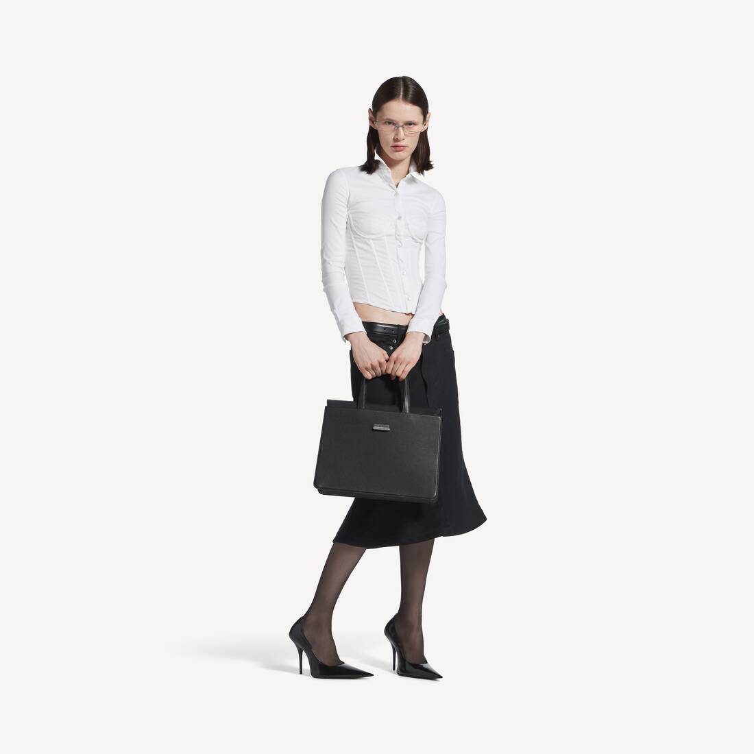 Camisa ceñida para mujer en blanco