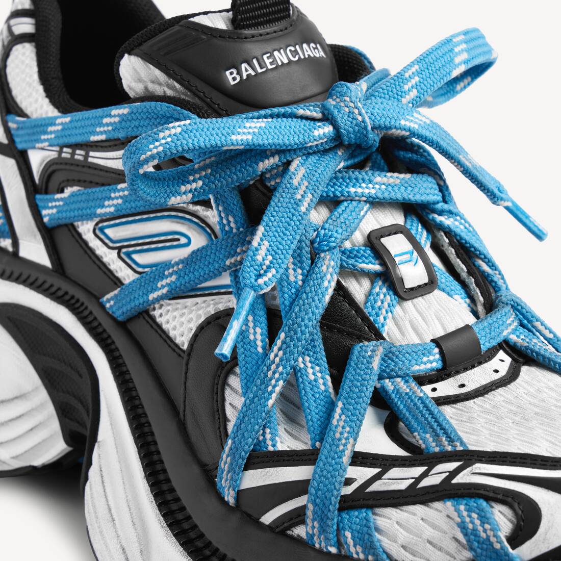 Zapatilla de cordones extremos para hombre 6XL en blanco/azul/negro