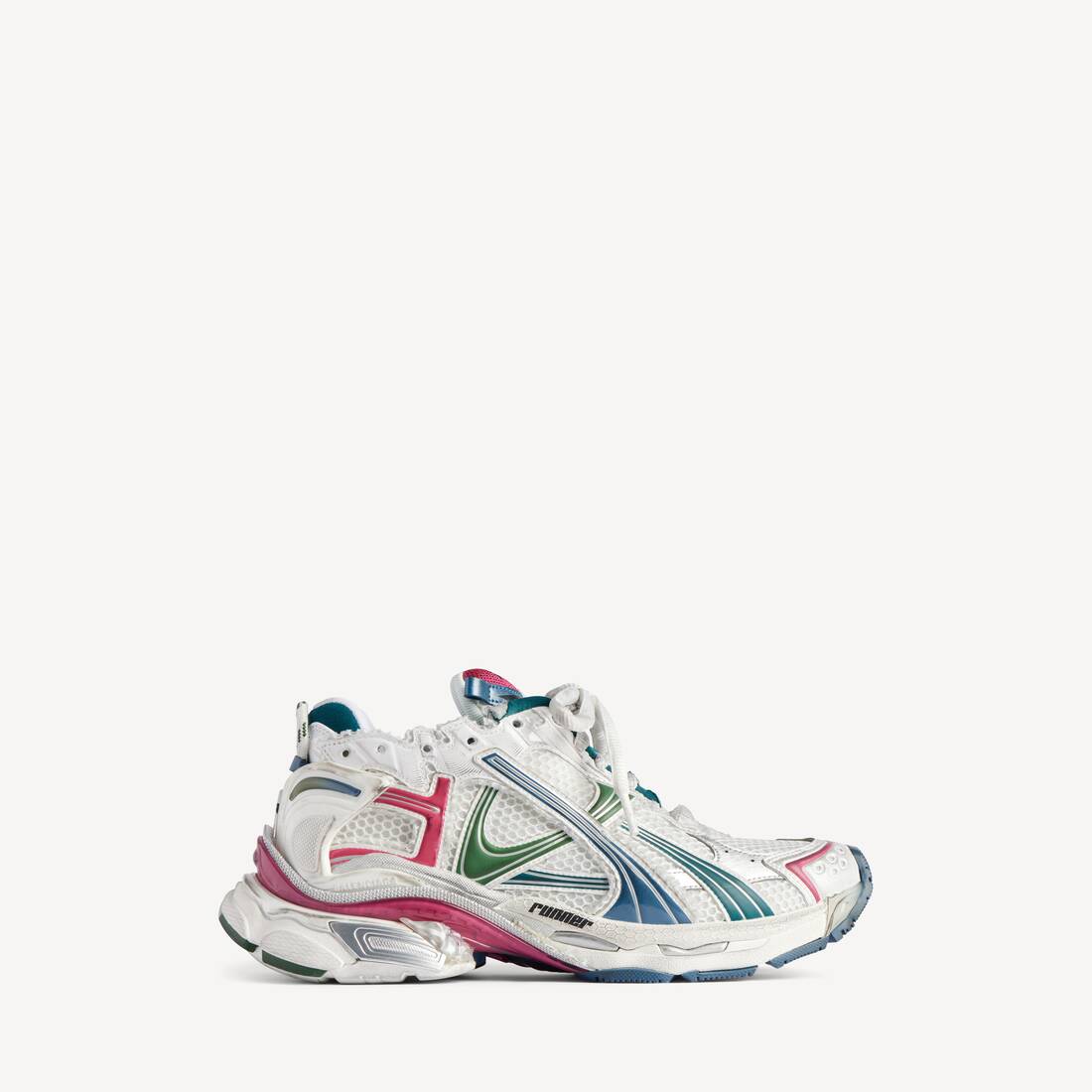 Zapatilla deportiva para mujer en blanco/verde oscuro/azul/rosa