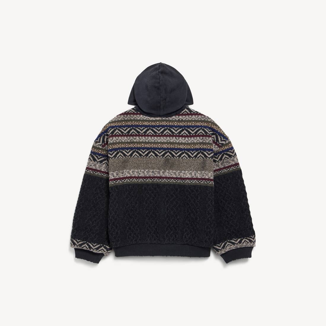 Sweater de cierre con cremallera para hombre en negro desgastado
