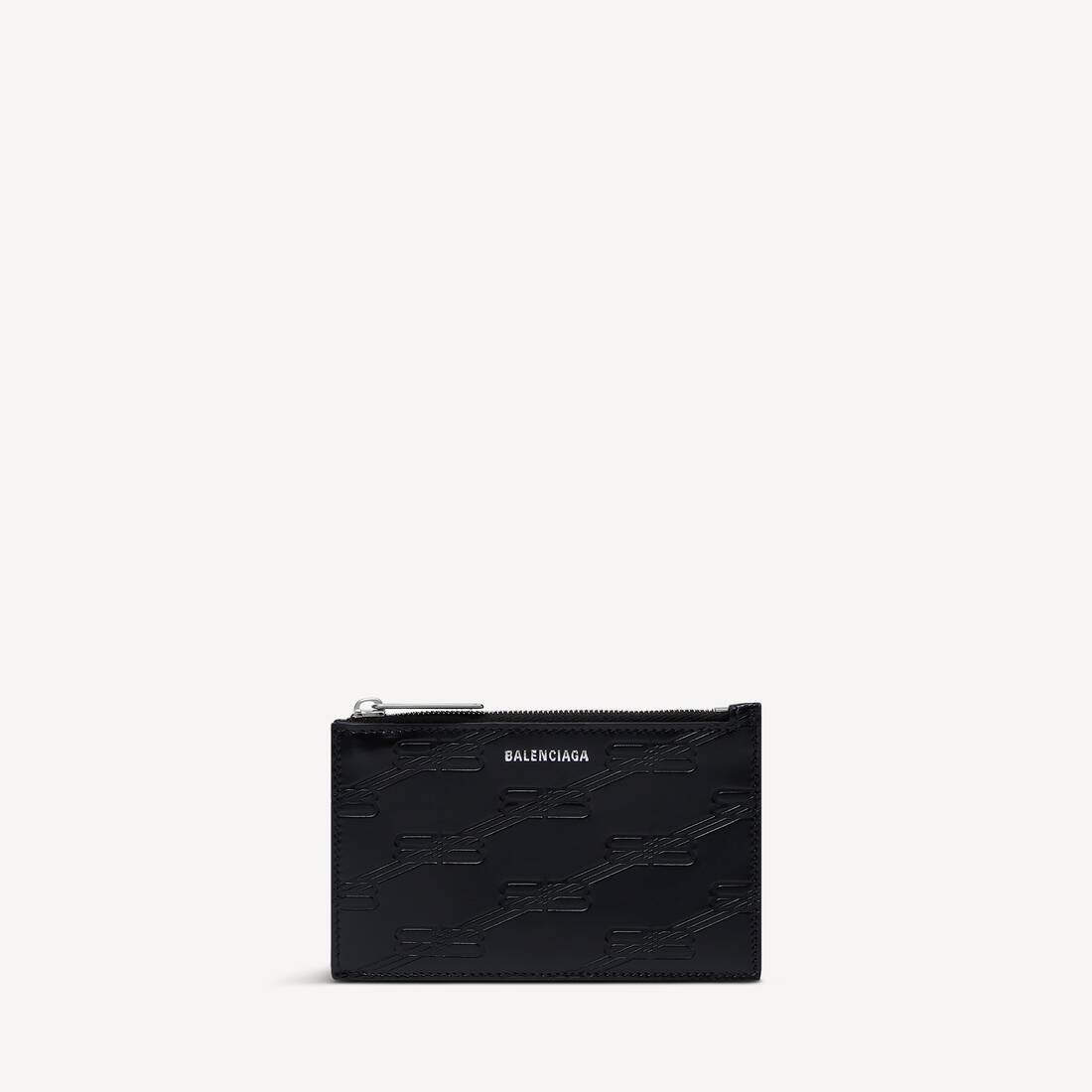 Caja de monograma acanalado para hombre, con monograma largo para monedas y tarjetas en negro