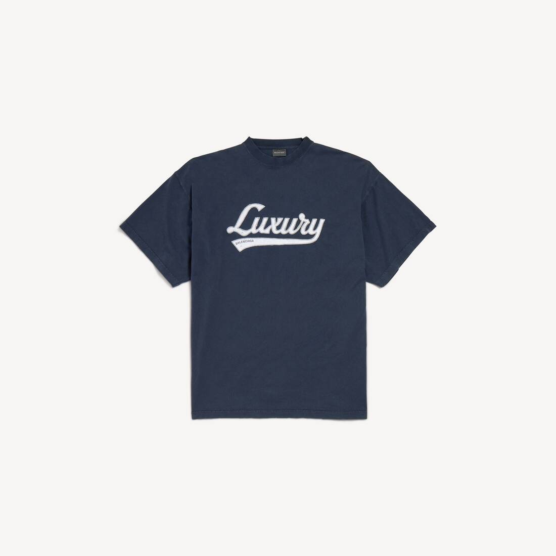 Camiseta masculina de lujo con estampado oversized en azul marino y blanco