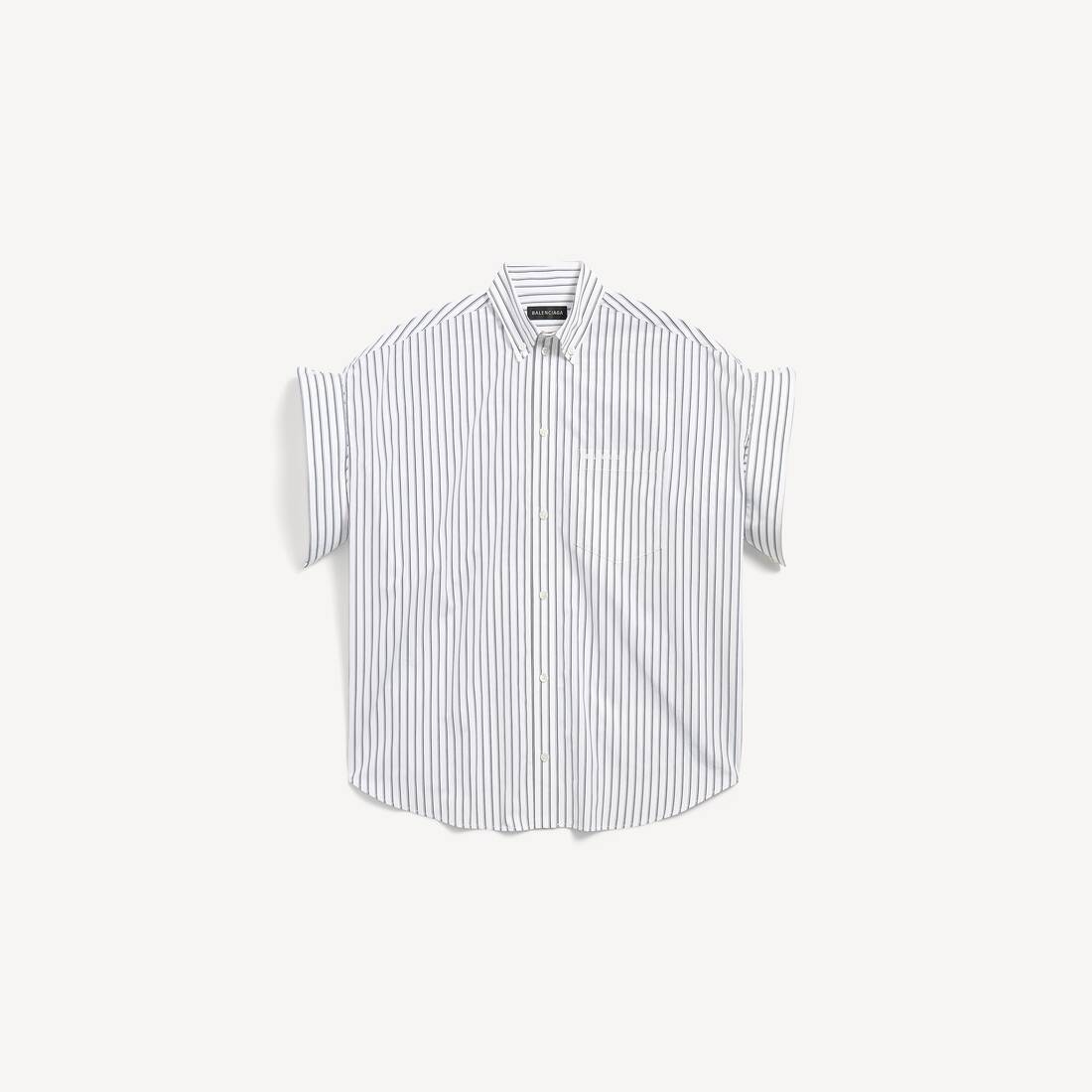 Camisa de manga fruncida para mujer en blanco/azul