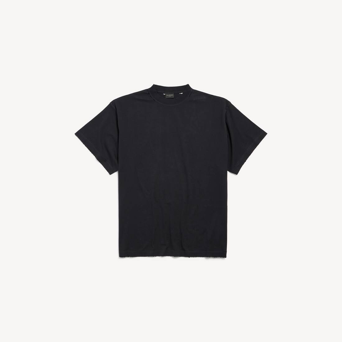 Camiseta Oversized con Logo de Security Tape para Hombre en Negro Desgastado/Rojo