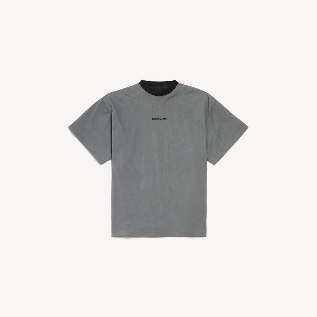 Camiseta Oversized Reversible de Balenciaga para Hombre en Gris/Negro Desgastado