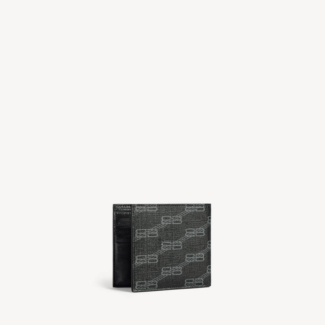 Billetera Cuadrada Plegable Signature para Hombre en Tela de Lona con Estampado BB Negro/Gris