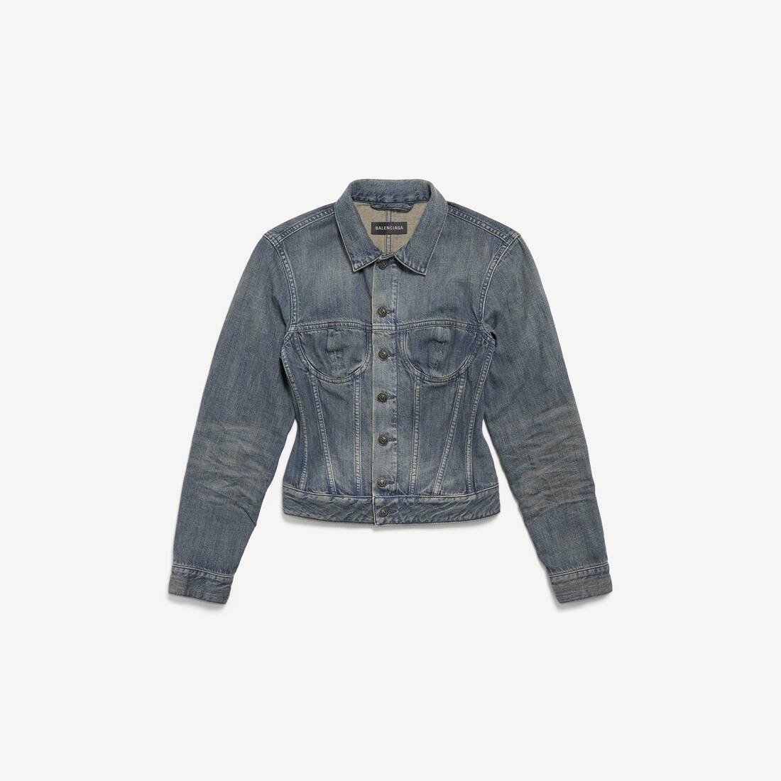 Chaqueta vaquera con corsé para mujer en azul
