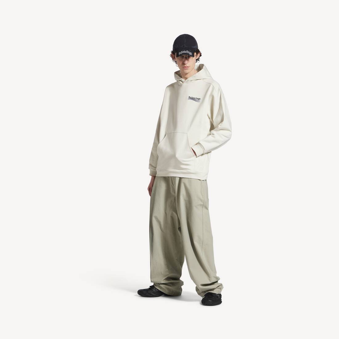 Hoodie para Hombre con Diseño de Campaña Política Talla Mediana en Blanco