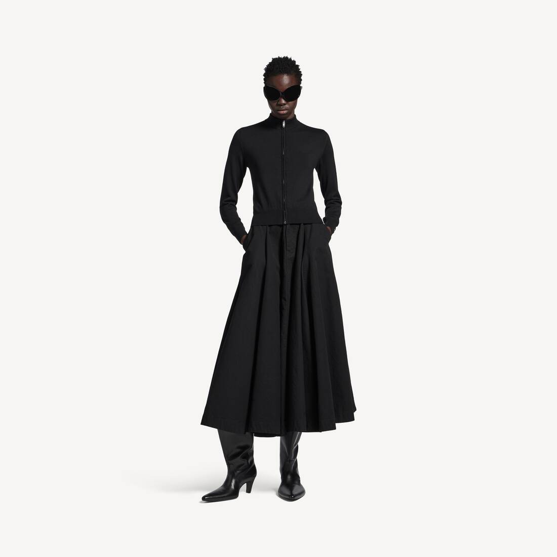 Falda Maxi Godet para Mujer en Negro