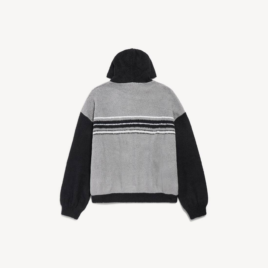 Chaqueta con capucha abrigada para hombre en gris/negro/blanco
