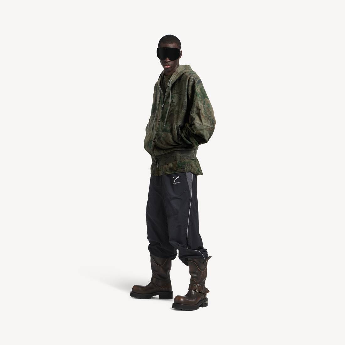 Sudadera con capucha tipo oversize de diamante B para hombre en verde bosque
