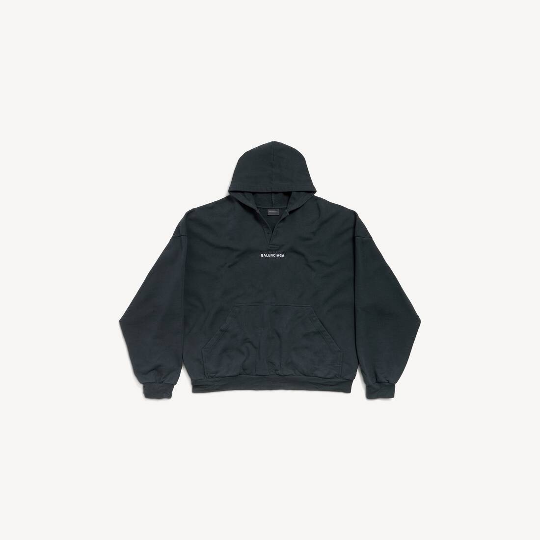 Hoodie de polo trasero de Balenciaga para hombre en negro y blanco desvanecido