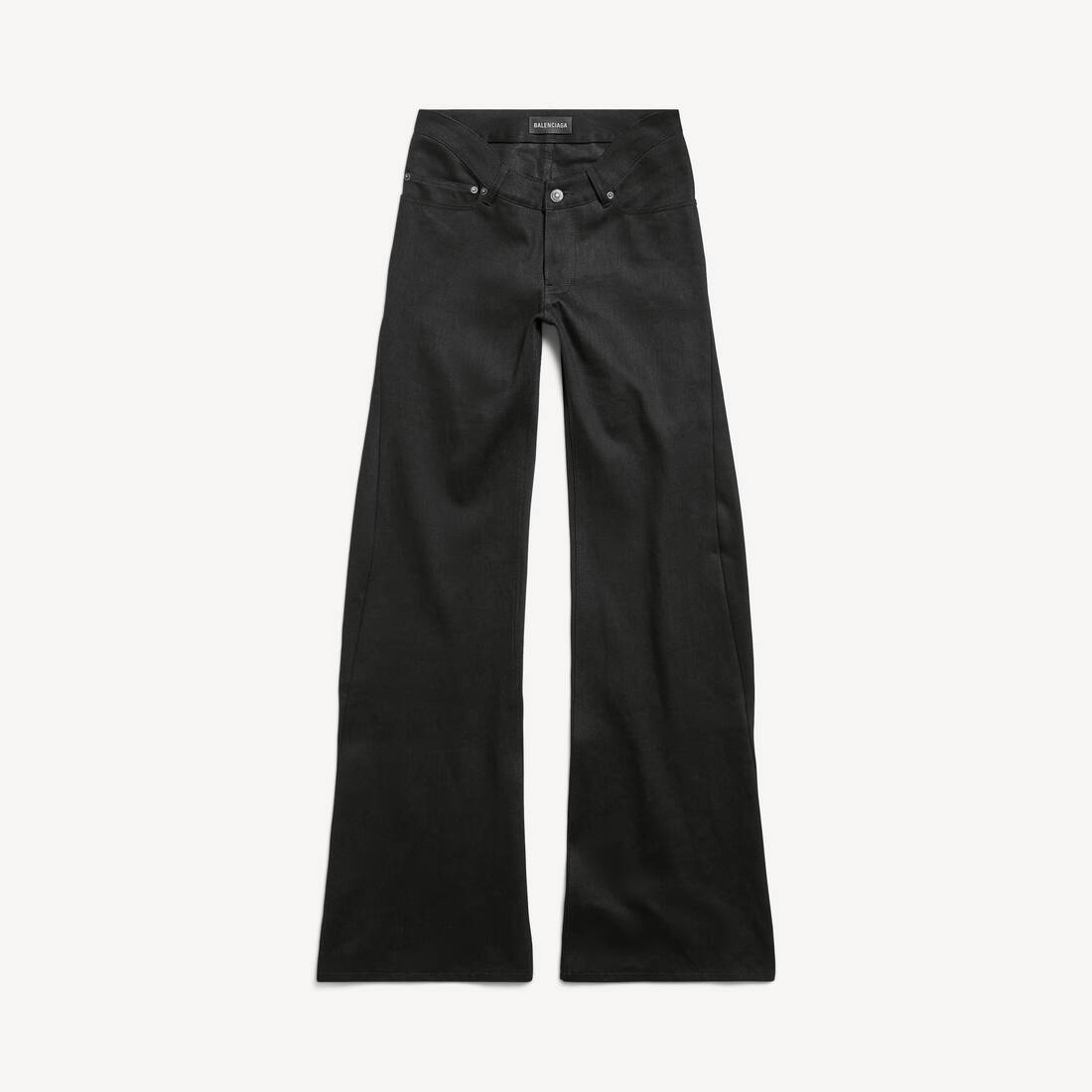 Pantalones de cintura curva para mujer en negro