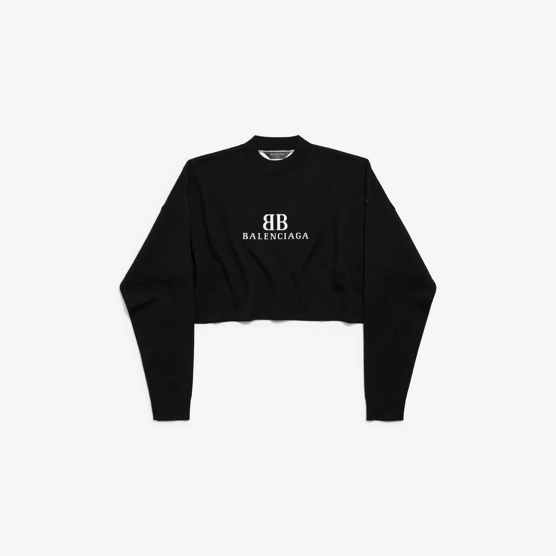Cropped de cuello redondo para mujer en negro/blanco