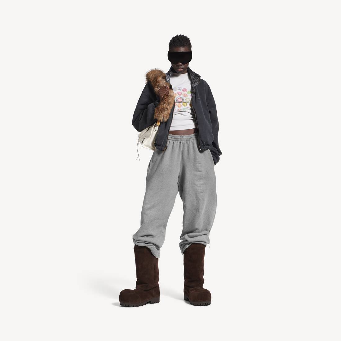 Pantalones holgados para hombre en gris oscuro heather