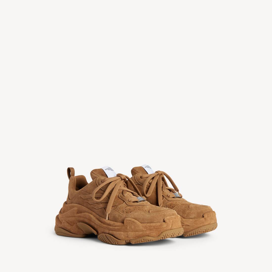 Zapatilla deportiva de cuero de gamuza triple S para mujer en marrón