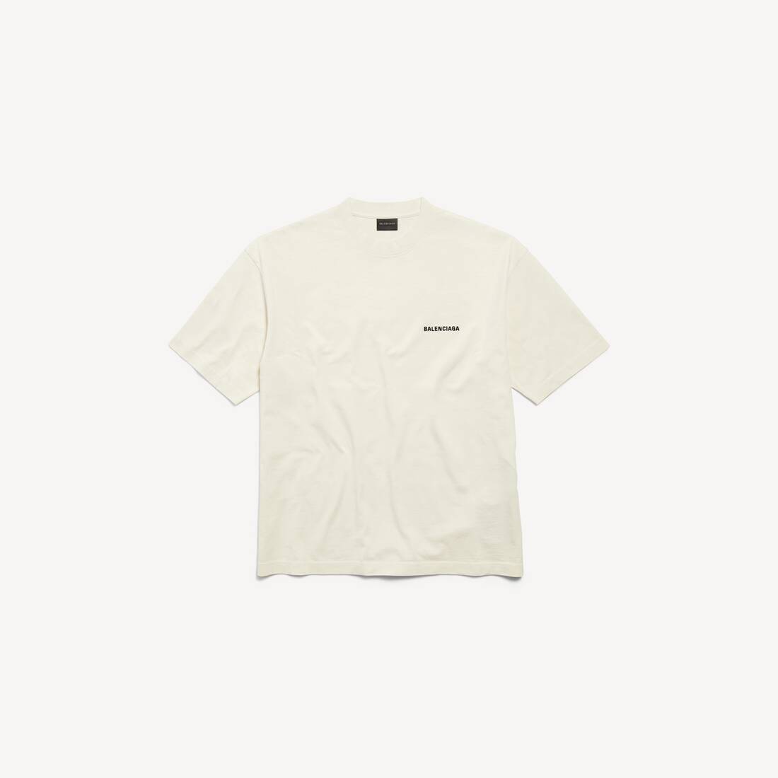 Camiseta de hombre Balenciaga con corte medio en beige